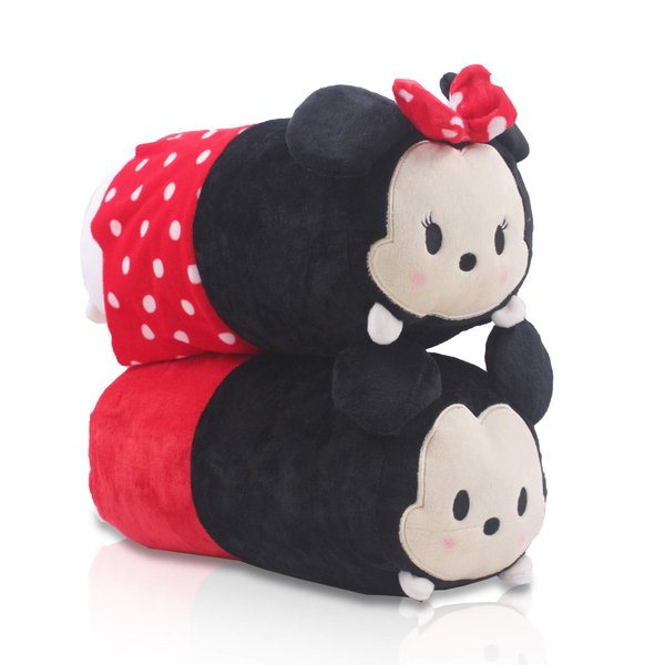 2 Pcs Set Mickey Minnie Plush Travel Pillow Stackable Long Cushion