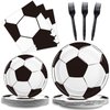 Serves 24 Soccer Birthday Party Plates Napkins Soccer Party Supplies Tableware Paper Dinnerware Decoration for Birthday Party Baby Shower for Soccer Fans, Totally 96Pcs
