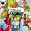 95Pcs Sports Balloon Garland Kit, Baseball Basketball Soccer Volleyball Football Balloons Sports Foil Balloons with Sports Backdrop for Sports Birthday Party Supplies Decoration (Happy Birthday)