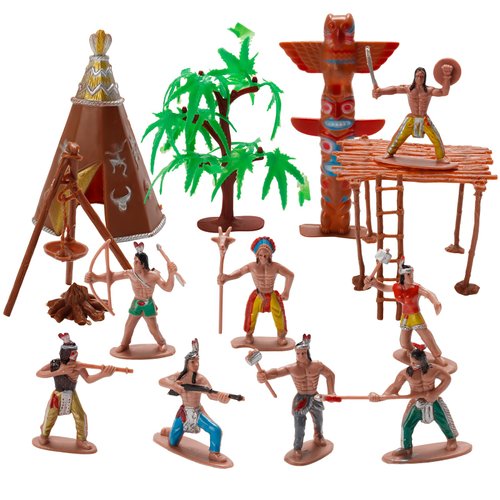 X Hot Popcorn 23 Pcs Native American Figurines Indian Figurines Indians Historical Plastic Action Figures for Projects Decoration Birthday Gift
