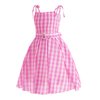 isswya Girls Pink Costume Dress Movie Cosplay Costumes Halloween birthday party Dress Up Kids Outfits 7-8Y