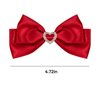 Red Satin Hair Bow Clips, Christmas Valentine School Hairpins with Heart Rhinestones,Handmade Bowknot Hair Accessories for Kids Girls New Year Decor