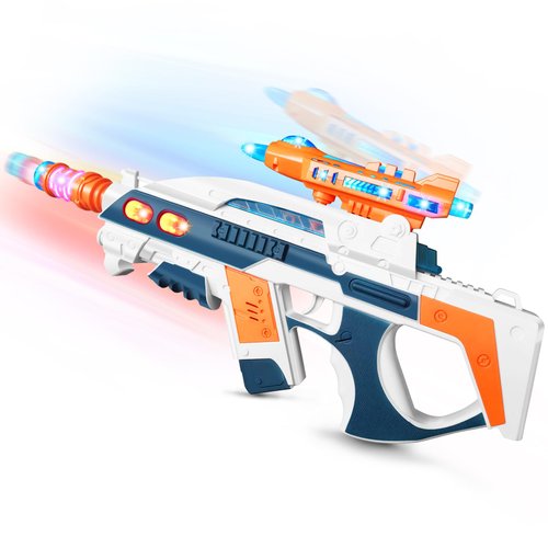 Tcxomino Light Up Toy Gun with Sound Effects for Kids - Unique Shaking Planes & Barrel Telescopic Action - Gift Box for Christmas Birthday Present for Boys Girls Age 3+ (Batteries Not Included)