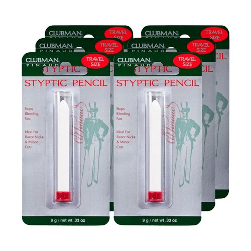 Clubman Pinaud Travel Size Styptic Pencil, Quick Nick & Cut Healing for Shaving, 0.33 Oz (Pack of 6)