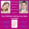 FOMI Hot Cold Clay Face Contoured Ice Mask | Flexible Cooling Full Facial Mask for Headache, Migraine, Sinus, Acne, Swollen Face, Stress, Dark Circles Relief | Fabric Backing | Natural Clay (Pink)