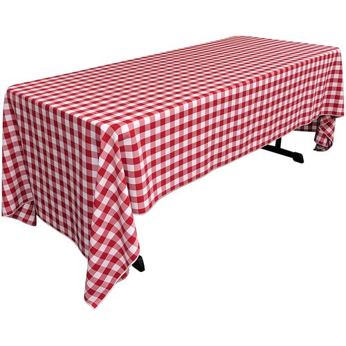 LA Linen Gingham Tablecloth - Checkered Tablecloth for Parties, Picnics & More - Farmhouse Tablecloth - Spring Tablecloth - Picnic Tablecloth - Cloth Tablecloths for Rectangle Tables - 60”x120 Red