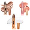 Liquid Contour+Highlighter Blush Stick+Liquid Blush Stick, Smooth Creamy Texture Face Makeup Wand, Multi-use Stick Natural Contour Blush Brighten Cheek Cosmetic (Contour+Blush#01+Highlighter #01)
