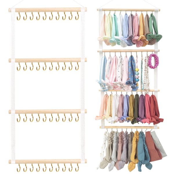 POVETIRE Headband Holder for Girls Baby Headband Organizer Head Bands Hair Accessories Display Organizer Wall Hanging Decor for Nursery Toddler Girl Room