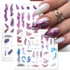 6 Colors Marble Nail Stickers for Women 3D Bronzing Silver Marble Nail Art Stickers Blooming Nail Decals Watercolor Smudge Nail Sticker Self Adhesive Stickers for Nails Foil Nail Designs Nail Supplies
