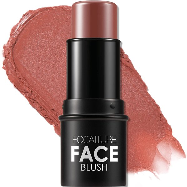 FOCALLURE Cream Blush Makeup,Buildable Blush Stick for Cheeks,Matte and Dewy Finish,Long Wearing,Easy Application,Lightweight Multi Stick,BURNING CLAY