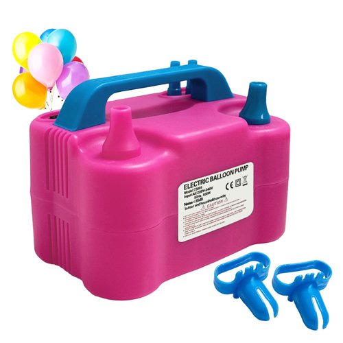 Electric Balloon Pump,110V 600W Portable Dual Nozzles Balloon Pump,Air Pump Balloon Blower for Party Decorations with Tying Tool(Rose Red)