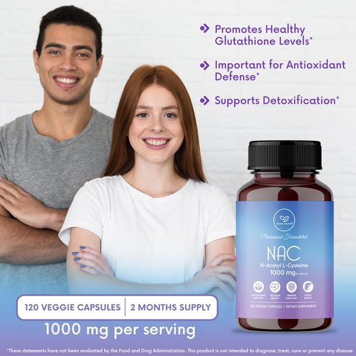Herb Krave NAC Supplement N-Acetyl Cysteine 1000 mg, Amino Acid, Natural Antioxidant, Support for Liver, Lung, Immune System, Fertility | 120 N-Acetyl-L-Cysteine Capsule
