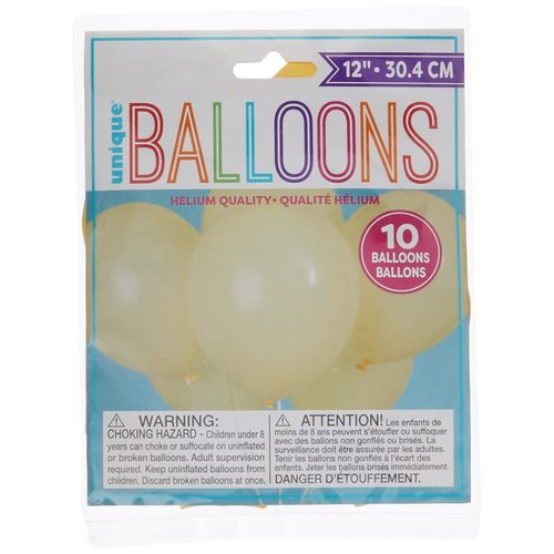 Ivory Latex Balloons, 12" (10-Pack) - Premium-Quality & Vibrant Party Decorations, Perfect for Any Celebration