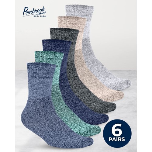 Pembrook Diabetic Socks for Men and Women - 6 Pairs | Black, White, Beige, Aqua, Blue, Navy | Moisture Wicking Ankle Neuropathy Socks for Men | Mens Diabetic Socks | Diabetic Socks for Men 9-12