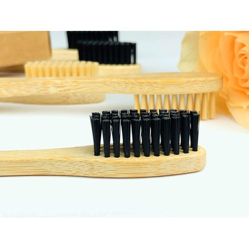 Goaycer Bamboo Toothbrush Medium Bristle, 10Pcs Biodegradable Bulk Wooden Toothbrushes