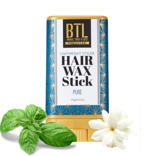 BTL Lightweight Styler Hair Wax Stick - Instant Texturing, Strong Hold, Precision Sculpting for All Hair Styles - Ideal for Braids, Twists, Ponytails, Tapers & Spikes - Portable and Easy-to-Use Hair Styling Wax (Pure)