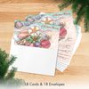 Designer Greetings Boxed Red Farm Studios Christmas Cards, Various Seashells with a Starfish and Holly (Box of 18 Nautical/Coastal Holiday Cards with White Envelopes),Sand & Seashells,125-00836-000