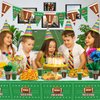 Football Theme Party Supplies - Includes Football Banner, Plates, Napkins, Cup, Tablecloth, Knives, Fork, Spoon and Straws for Boys Sports Theme Birthday Decorations, Serves 20 Guests