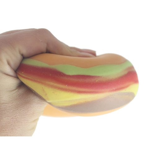 1 Hamburger Stretchy Squishy Squeeze Stress Ball Soft Doh Filling - Like Shaving Cream - Sensory, Fidget Toy Burger (1 Burger Ball)