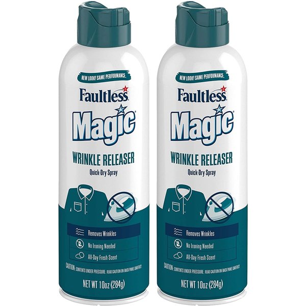 Magic Wrinkle Releaser (2 Pack) Say No to Ironing, Perfect for Travelers, Moms or Those On The Go, Static Electricity Remover + Fabric Refresher + Odor Eliminator + Wrinkle Remover, Fresh Scent