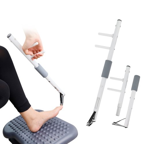 Long Handled Toenail Clippers Wide Jaw Opening, Free Bending, for Thick Nails, for The Seniors, Overweight, Disabled with Arthritis, Easy Reach Pedicure Auxiliary Tools (S-Length 19.7 inch)