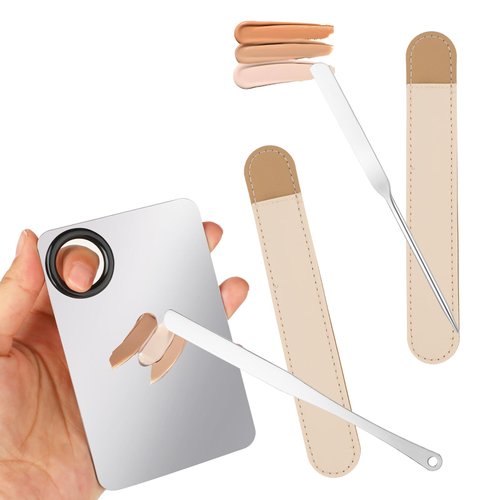 Abeillo Makeup Mixing Palette, 5 Piece Set Makeup Palette Tray, Foundation Mixing Palette with Stir Stick, Spatula for Foundation Eye Shadow Lipsticks