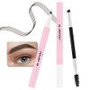 1 Pcs Black Brown Magic Microblading Eyebrow Contouring Pen Brow Pencil, 2-in-1 Eyebrow Pencil with Brow Brush, Single-ended Eyebrow Brush, Hair Like Strokes, Natural Looking Eye Brow for Women, 03
