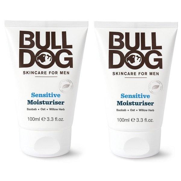 Bulldog Skincare Sensitive Moisturizer For Men (Pack of 2) With 2 Essential Oils, Green Tea, Green Algae, Konjac Mannan and Vitamin E, 3.3 fl. oz.
