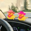 wonuu Rubber Duck Yellow Duck Car Dashboard Decorations Car Ornaments for Cool Car Accessories with Cowboy Hat Necklace and Sunglasses, pink hat love galssess