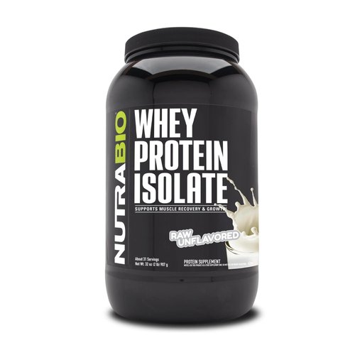 NutraBio Whey Protein Isolate Supplement – 25g of Protein Per Scoop with Complete Amino Acid Profile - Soy and Gluten Free Protein Powder - Zero Fillers and Non-GMO - Raw Unflavored - 2 Lbs