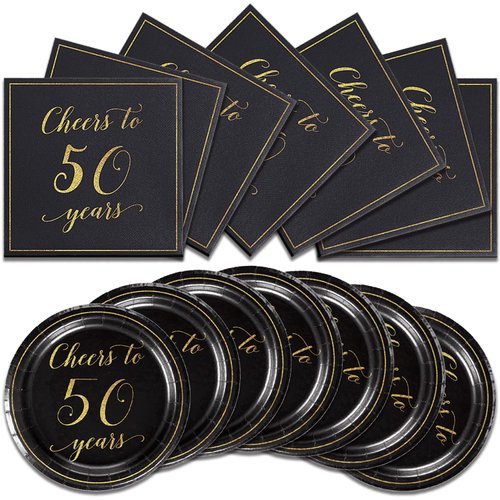 Generic 40pcs 50 years old Birthday Party Supplies-Party Decorations Tableware For Kids, Plate, Napkin Party Decorations Dinnerware