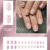 Christmas Press on Nails Short Square Fake Nails Full Cover Snowflake French Tip Glitter Design False Nails Xmas Cute Stick on Nails Winter Acrylic Artificial on Nails for DIY Nail Decoration 24Pcs