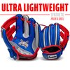 Franklin Sports Kids Baseball Glove + Ball Set - Air Tech Youth Teeball Glove - Boys + Girls Children's Glove + Ball - Right Hand Throw - Blue, Red and Silver, 9"