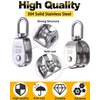 Rocaris 4 Pack M20 Pulley Block, 2 Pcs Single Pulley & 2 Pcs Double Pulley 304 Stainless Steel Wire Rope Lifting Swivel Hook