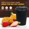 Fit Meal Prep [250 Pack 12 oz Insulated Ripple Triple Wall Paper Coffee Cups with Lids, Disposable, Anti Slip & Anti Scalding Hot Cups for Travel, Home, Office