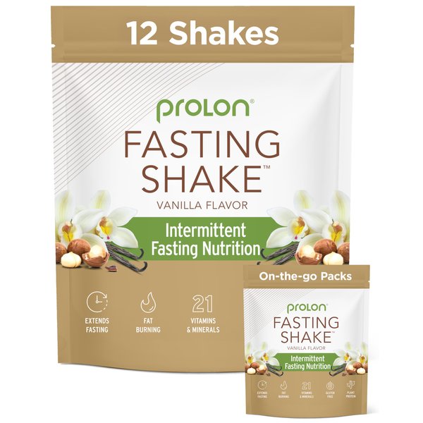 Prolon Intermittent Fasting Drink Mix | Shake for Intermittent Fasting | Vitamins, Fiber, Plant Based Protein, Superfoods | Keto, Vegan, Gluten Free, Dairy Free | Vanilla, (12 ct)