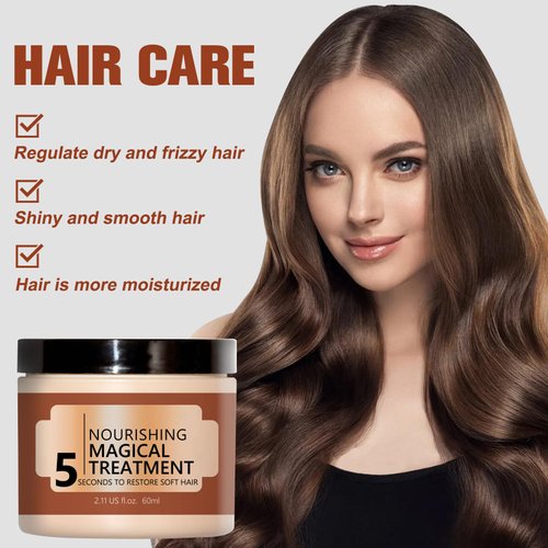 Nourishing Magical Treatment, Hair Repair Cream, 5 Seconds to Restore Soft Hair, Deep Conditioning Mask for Dry Damaged Hair (2pcs)