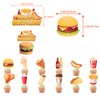 Fast Food Party Decorations French Fries Pizza Hamburger Fried Chicken Hot Dog Party Supplies Includes Birthday Banner Cake Cupcake Toppers Spirals Balloons for Fast Food Birthday Decorations