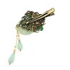 Chinese Lucky Jade Hairpin Women Vintage Tassel Hair Clip Hanfu Accessories Antique Cosplay Hair Clip Gift