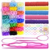 Nafaboig Hair Accessories for Girls, 24 Colors(about 2000Pcs) Mini Rubber Bands with 100pcs Small Cotton Toddler Hair Ties, 5Pcs Square Colorful Ponytail Elastic Hair Ties and 4 Hair Styling Tools