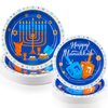 Maxcheck 100 Pcs Hanukkah Paper Plates 9" and 7" Disposable Hanukkah Dinner Plates Happy Hanukkah Blue and White Chanukah Themed Party Supplies Favors Decorations