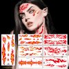 6 Sheets Flame Temporary Tattoo Stickers Realistic Waterproof Face Body Arm Makeup Decoration for Women Men Halloween Party Arm Collarbone Leg DIY Art Props (Red Orange)