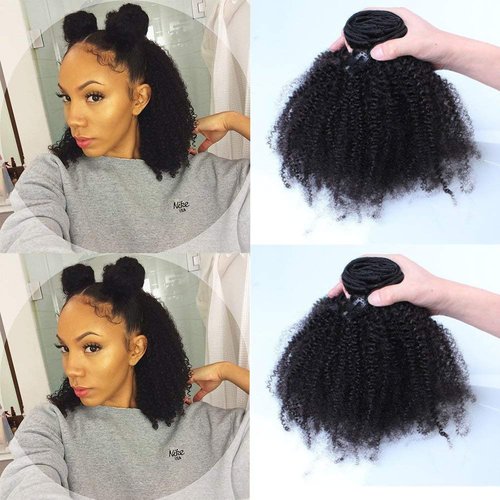 Afro Kinky Curly Human Hair Clip in Extensions Virgin Mongolian Human Hair Clip in Hair Extensions for Black Women Natural Color 12'' 7pcs/set 120gram/set