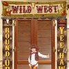 Cowboy Party Decorations Cowboy Banner Western Scene Setters for Cowboy Decorations Party Wooden House Barn Banner Western Party Supplies Wild West Backdrop Background 15.7 x 72 Inch