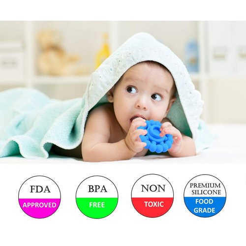 Stacking Baby Teether Toy - Sensory Silicone Teething Rings for Babies – Promote Motor Skills-Premium Food Grade Silicone Rainbow Colors - BPA Free
