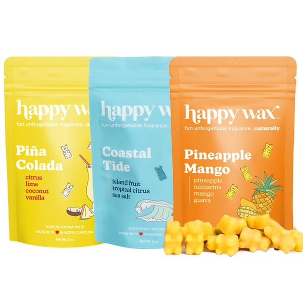 Happy Wax Citrus Mix Collection Scented Natural Soy Wax Melts – 6 Total Oz. of Scented Wax Melts, Collection Includes 2oz Red Mandarin, 2oz Grapefruit Mangosteen, and 2oz Lemon Verbena