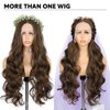 WIGNEE Lace Front Wig Body Wave Brown Wig Long Curly Wigs Dark Brown Synthetic Lace Front Wigs for Black Women Brown Wigs For Women
