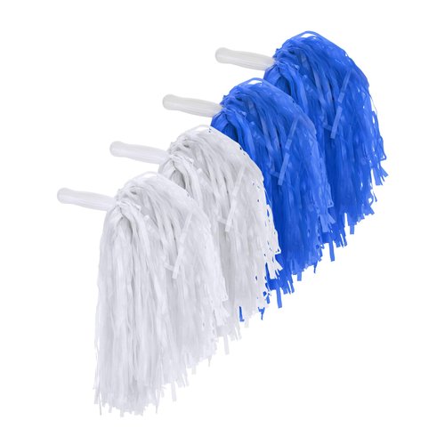 Pangda 12 Pack Cheerleading Pom Poms Sports Dance Cheer Plastic Pom Pom for Sports Team Spirit Cheering (Blue and White)