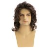 Wiwige Mens Wig Long Wavy Brown Wig for Male Heat Resistant Synthetic Hair Cosplay Party Costume Wig