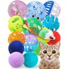 HEUHAI Cat Toys for Indoor Cats - 15 Pcs Kitten Toys Set - Includes 8 Bell Balls - 1 Catnip Mouse - 6 Plush Balls - Colorful and Safe - Pet Playset for Interactive Fun and Exercise